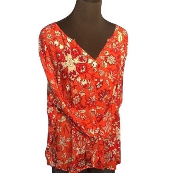 Old Navy Boho Red/Orange Print Blouse, Size XXL - Picture 2 of 5